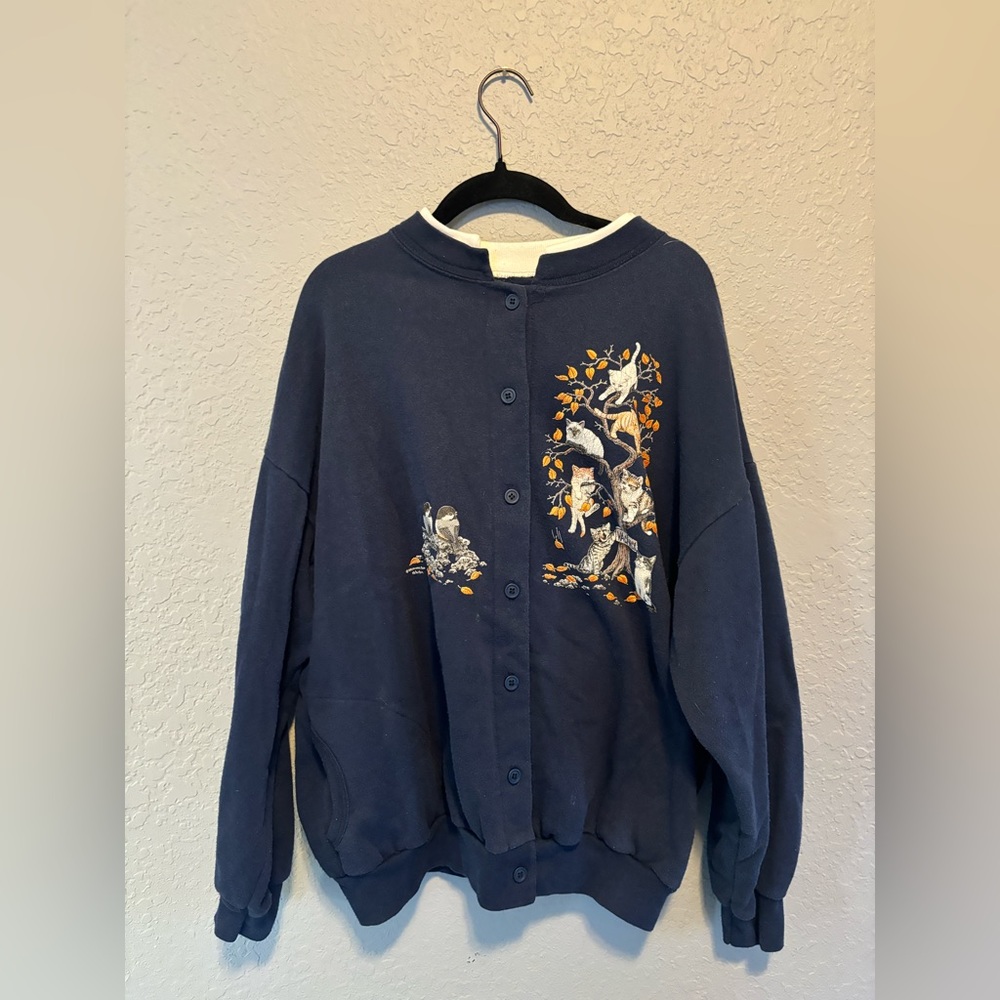 Vintage Morning Sun Whitton Navy Cat Cardigan